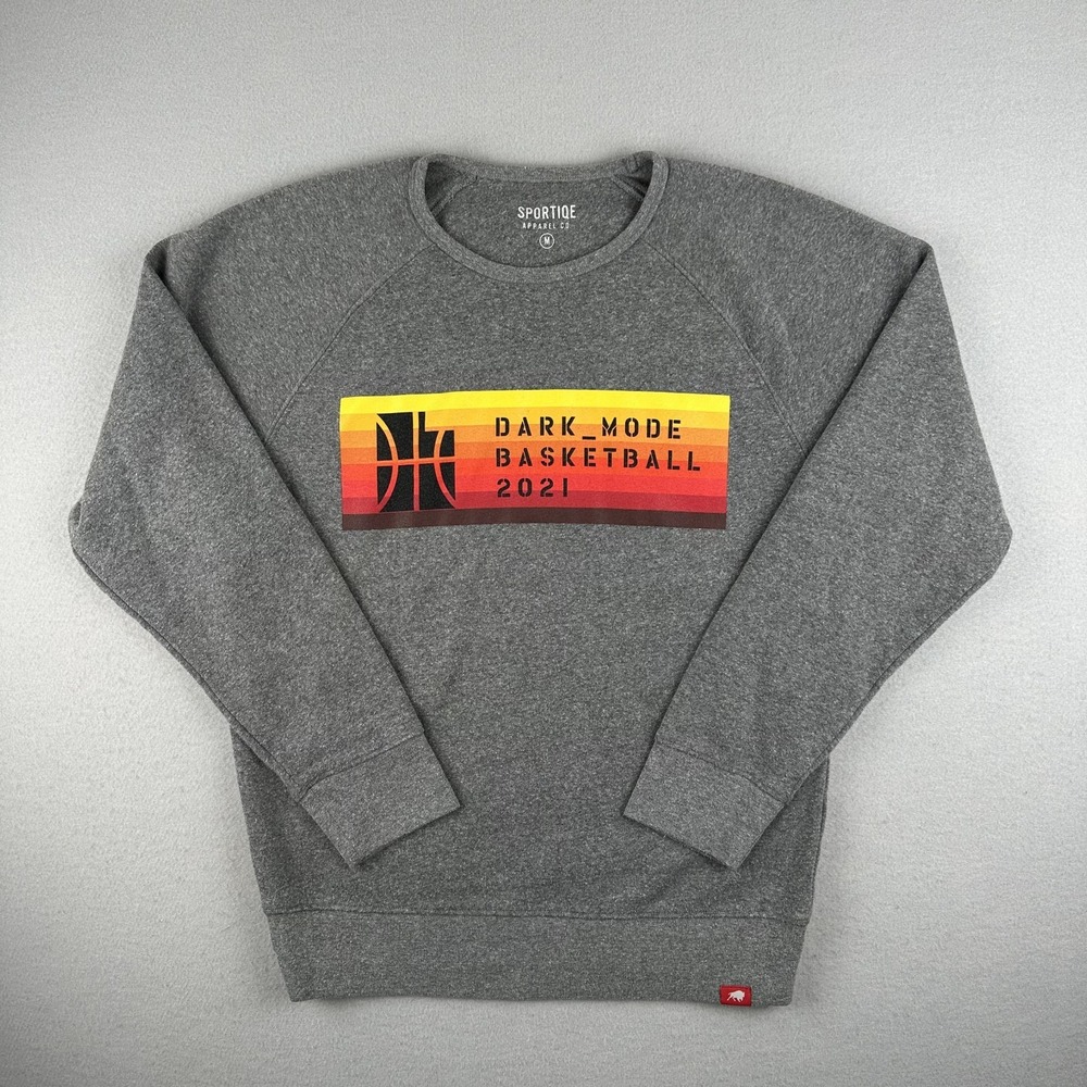 Sportiqe Dark Mode Basketball 2021 Sweatshirt Mens Medium Gray Raglan Pullover